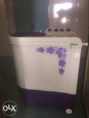 White And Purple Floral Twin Tub Washing Machine