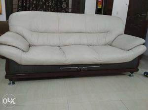 White Leather Gondola Sofa