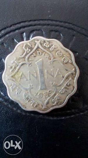 1 India Anna Silver Coin