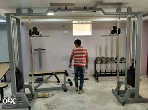 Grey Steel Gym Equipment Set