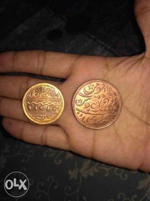 India Mughal Akbar Copper 2 Coins set