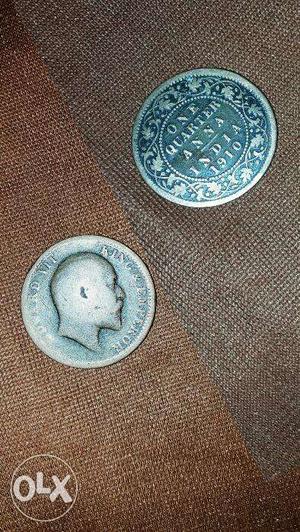 One quarter anna  old indian coin