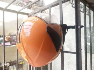 Orange And Black Full-face Helmet