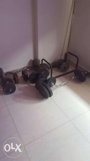 Pair Of Dumbbell And Barbell