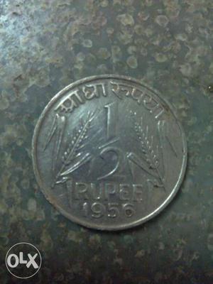 Round Silver 1/2 Rupee  Coin