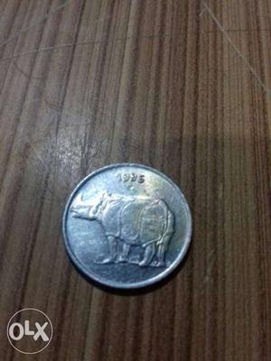 Round Silver  Rhino Emboss Coin