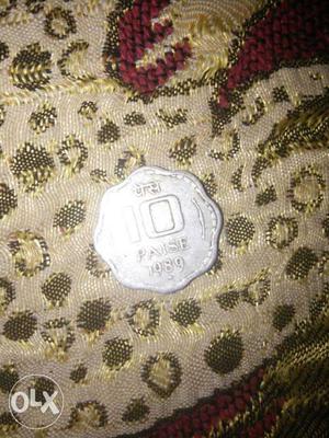 Scalloped  Silver 10 Paise Coin