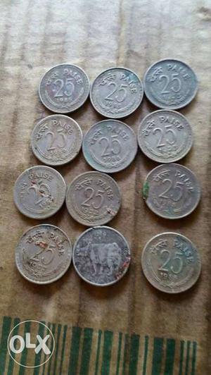 Twelve Round Silver Coins