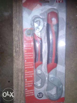 Two Red-and-black Handled Spanner Wrenches With Pack