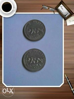Two Silver 25 Indian Paise Coin