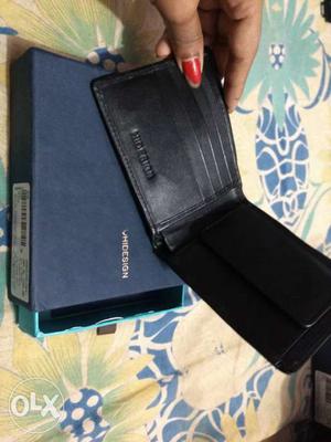 Black Leather Wallet On Box