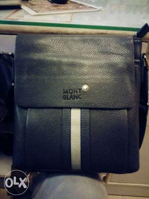 Black Mont Blanc Leather Sling Bag