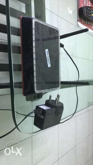 Black Wireless Router With Adapter