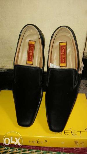 Black Zara Leather Slip-on Shoes