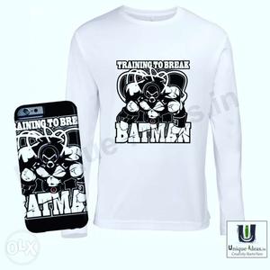 Black-and-white Batman Crew-neck Sweatshirt And IPhone Case