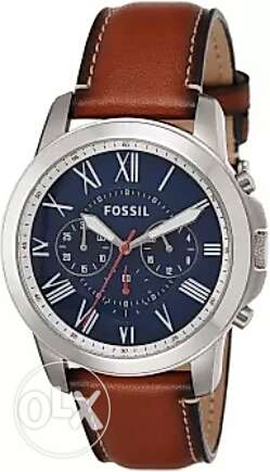 Brown And Silver Fossil Chronograph Watch