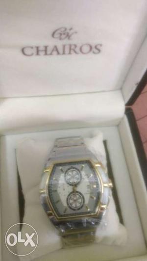Chairos Silver Chronograph Watch In Box
