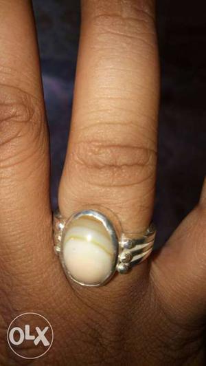 Embellished White Gemstone Silver Ring