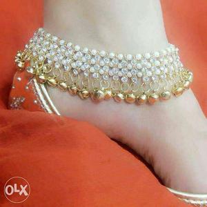 Gemstone And Gold Anklet