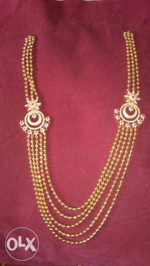 Gold 5-layer Necklace With Jhumka Earrings