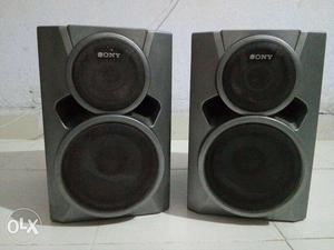 Gray And Black Sony Speakers