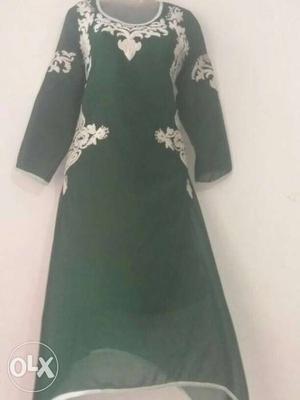 Green And White Floral Kameez