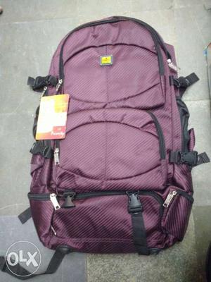 Maroon And Black Backpack
