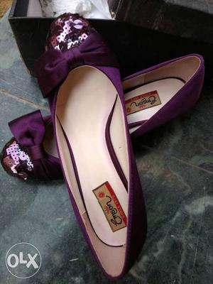 New unused purple party wear sequined footwear