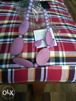 Purple Fashion Power Necklace And Pair Of Earrings