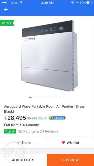 Silver Aeroguard Wave Portable Room Air Purifier