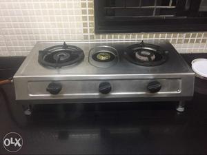 Silver And Black Gas Range