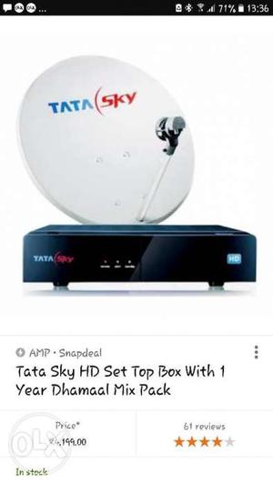 Tata Sky HD Set Top Box - 3 Months Old. set top