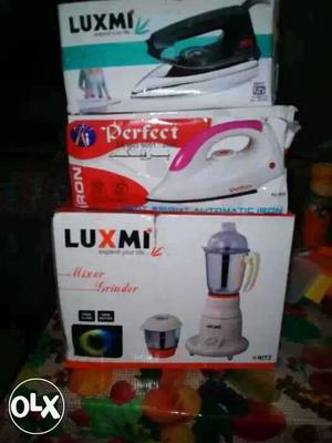 Two Luxmi And Perfect Clothes Iron Boxes; Luxmi Blender