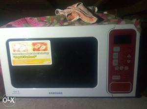 White And Red Samsung Microwave Oven