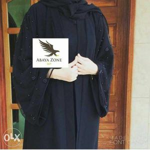 Women's Black Floral Abaya Dress