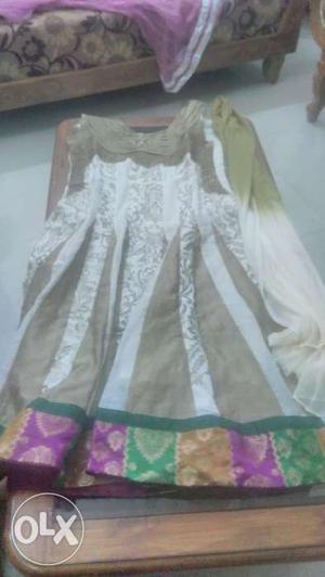 Anarkali suit colour cream new