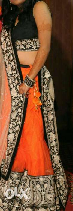 Black And Orange Gahgra Choli