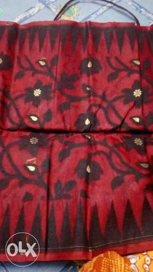 Black And Red Floral Print Textile