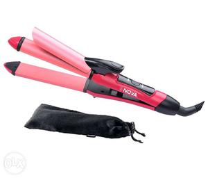 Black And Red Nova Hair Curling Iron With Clip