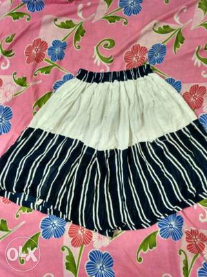 Black And White Striped Mini Skirt