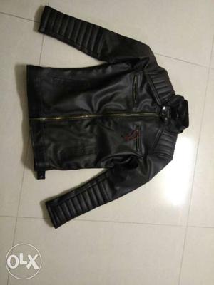 Black Ragzine Zipped-up Biker's Jacket