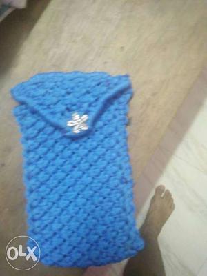 Blue Knitted Pouch