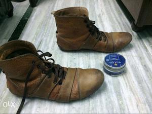 Boys shoes, Pair Of Brown Leather Work Boots