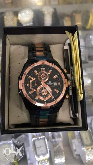 Casio Edifice Chronograph Watch With Black Link Bracelet In