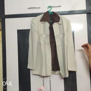 Coat and shirt, Beige And Brown Long Footed Coat medium size