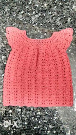 Designer crochet - pink top age 6months