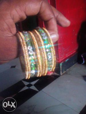 Gold-and-green Bangle hand made product