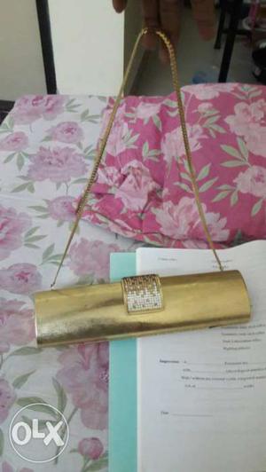 Gold-colored Leather Crossbody Bag