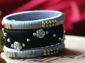 Gray And Black Silk Thread Bangle