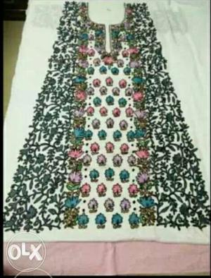 Kashmiri embroidery dress material with dupatta